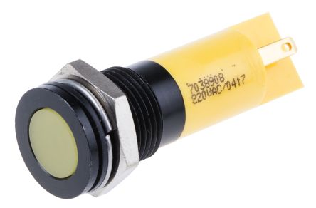 RS PRO LED Schalttafel-Anzeigelampe Gelb 220V Ac, Montage-Ø 14mm, Lötanschluss
