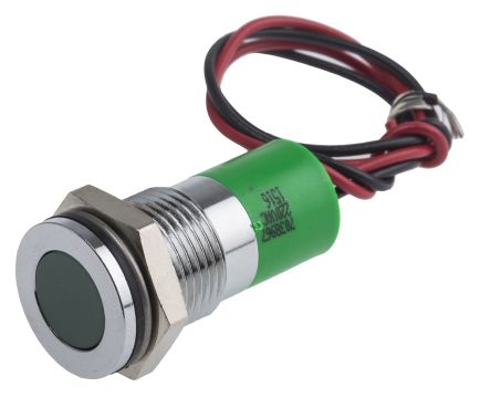 RS PRO LED Schalttafel-Anzeigelampe Grün 220V Ac, Montage-Ø 14mm, Leiter