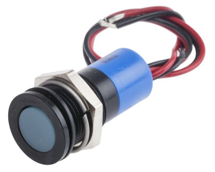 RS PRO Blue Panel Mount Indicator, 6 → 36V Dc, 14mm Mounting Hole Size, Lead Wires Termination, IP67