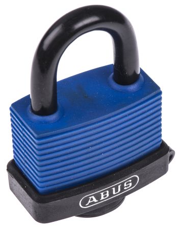 ABUS Messing, Edelstahl Vorhängeschloss Mit Schlüssel Blau, Bügel-Ø 8mm X 24.5mm