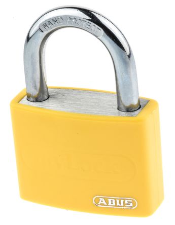 ABUS Aluminium, Stahl Vorhängeschloss Mit Schlüssel Gelb, Bügel-Ø 6.5mm X 22.5mm