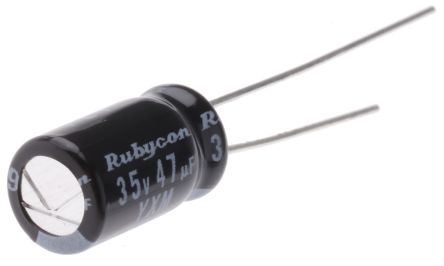 Rubycon YXM, THT Aluminium-Elektrolyt Kondensator 47μF ±20% / 35V Dc, Ø 6.3mm X 11mm, Bis 105°C