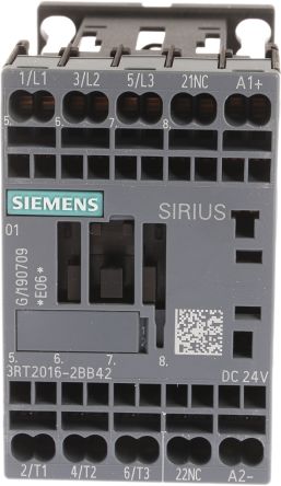 Siemens Contacteur Série 3RT2, 3 Pôles, 3NO, 9 A, 24 V C.c., 4 KW