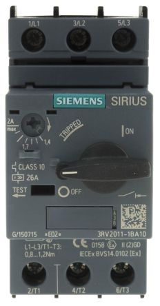 Siemens SIRIUS 3RV2 Motorschutzschalter, 1,4 → 2 A 690 V 97mm X 45mm