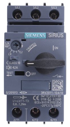 Siemens SIRIUS 3RV2 Motorschutzschalter, 2,2 → 3,2 A 97mm X 45mm