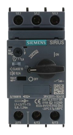 Siemens SIRIUS 3RV2 Motorschutzschalter, 2,8 → 4 A 690 V 109mm X 45mm