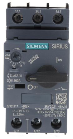 디바이스마트,,,3RV2021-4BA10,Siemens 14 → 20 A Sirius Innovation Motor Protection Circuit Breaker / 706-1853