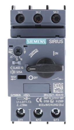 Siemens Guardamotor SIRIUS 3RV2, 20 → 690 V, 20 → 25 A.
