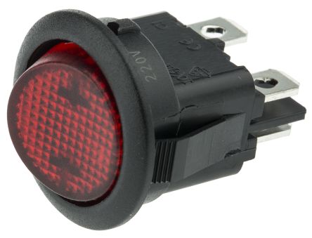 ZF Interruptor De Balancín, RRA32H3BBREN, Contacto DPST, On-Ninguno-Off, 10 A, Iluminado, Rojo