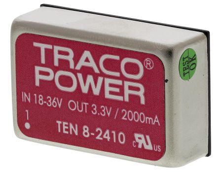 TRACOPOWER DCDC转换器, TEN 8系列, 18 → 36 V 直流输入, 3.3V 直流输出, 8W