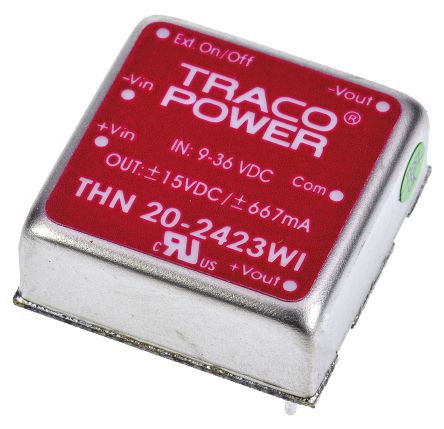 TRACOPOWER THN 20WI DC/DC-Wandler 20W 24 V Dc IN, ±15V Dc OUT / ±667mA 1.5kV Dc Isoliert