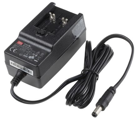 MEAN WELL 12W Plug-In AC/DC Adapter 5V Dc Output, 2.4A Output