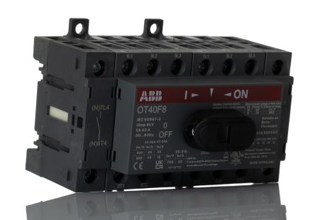 ABB 8P Pole Base Mounting Isolator Switch - 40A Maximum Current, 11kW Power Rating, IP20