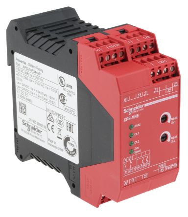 施耐德电气 安全继电器, XPS VNE系列, 115V, 2通道, 适用于速度/静止监控