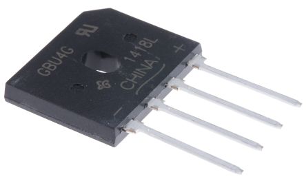 Vishay Brückengleichrichter, 1-phasig 4A 400V THT 1V GBU 4-Pin 5μA Siliziumverbindung