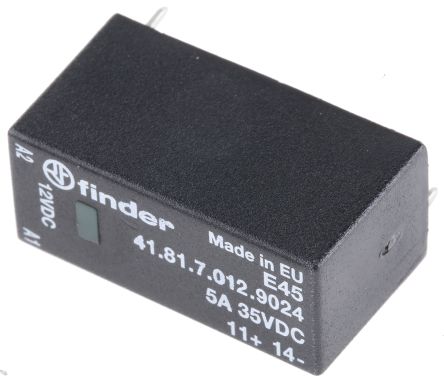 Finder 41 Series Solid State Relay, 5 A Load, PCB Mount, 24 V Dc Load, 17 V Dc Control