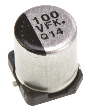 Panasonic, SMD Aluminium-Elektrolyt Kondensator 100μF ±20% / 35V Dc, Ø 6.3mm X 7.7mm, Bis 105°C