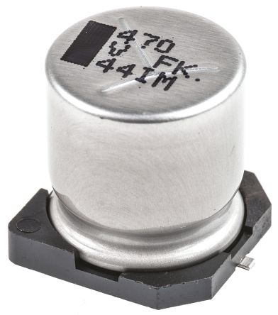 Panasonic Condensatore, Serie FK SMD, 470μF, 35V Cc, ±20%, +105°C, SMD