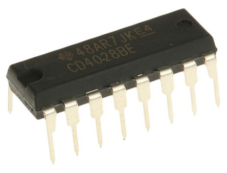 Texas Instruments Descodificador, CD4028BE, PDIP, 16 Pines
