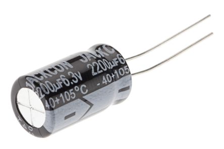 RS PRO Condensador Electrolítico, 2200μF, ±20%, 6.3V Dc, Radial, Orificio Pasante, 10 (Dia.) X 17mm, Paso 5mm