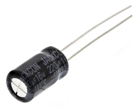 RS PRO 220μF Aluminium Electrolytic Capacitor 16V Dc, Radial, Through Hole