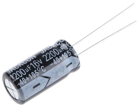 RS PRO, THT Aluminium-Elektrolyt Kondensator 2200μF ±20% / 16V Dc, Ø 10mm X 20mm X 20mm, Bis 105°C