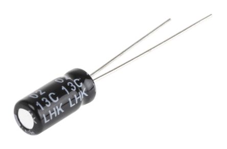 RS PRO 22μF Aluminium Electrolytic Capacitor 63V Dc, Radial, Through Hole