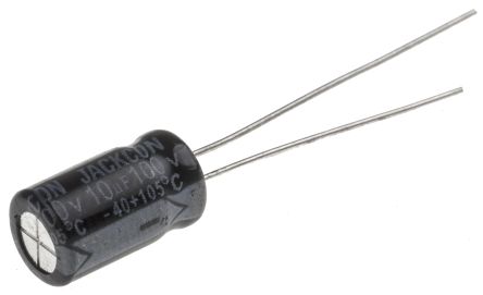 RS PRO Condensador Electrolítico, 10μF, ±20%, 100V Dc, Radial, Orificio Pasante, 6.3 (Dia.) X 11mm, Paso 2.5mm