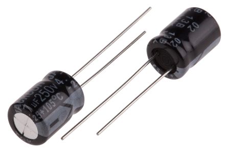 RS PRO 4.7μF Aluminium Electrolytic Capacitor 250V Dc, Radial, Through Hole