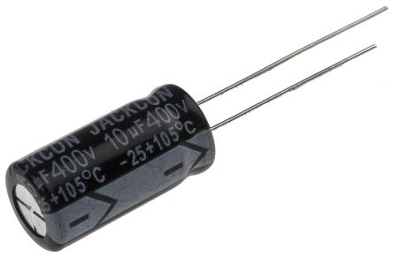 RS PRO, THT Aluminium-Elektrolyt Kondensator 10μF ±20% / 400V Dc, Ø 10mm X 20mm X 20mm, Bis 105°C