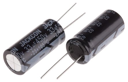 RS PRO Condensador Electrolítico, 33μF, ±20%, 450V Dc, Radial, Orificio Pasante, 16 (Dia.) X 36mm, Paso 7.5mm