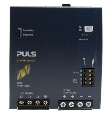 PULS 导轨电源, DIMENSION Q系列, 24V 直流输出, 380 → 480V 交流输入