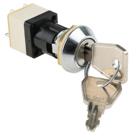 Lorlin IP67 Key Switch, DPST, 4 A @ 250 V Ac 2-Way