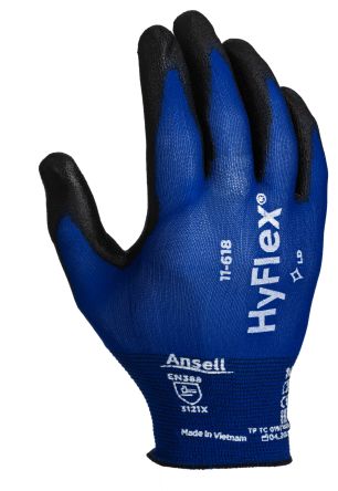 Ansell HyFlex 11-618 Arbeitshandschuhe, Größe 8, M, Allgemeine Anwendungen, Nylon Blau 12Paare Stk.