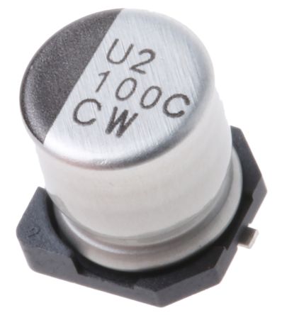 Nichicon CW, SMD Aluminium-Elektrolyt Kondensator 100μF ±20% / 16V Dc, Ø 6.3mm X 7mm, Bis 105°C