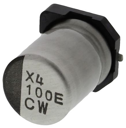 Nichicon CW, SMD Aluminium-Elektrolyt Kondensator 100μF ±20% / 25V Dc, Ø 6.3mm X 8.7mm, Bis 105°C