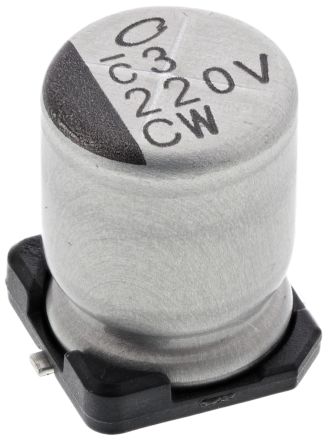 Nichicon CW, SMD Aluminium-Elektrolyt Kondensator 220μF ±20% / 35V Dc, Ø 8mm X 10mm, Bis 105°C