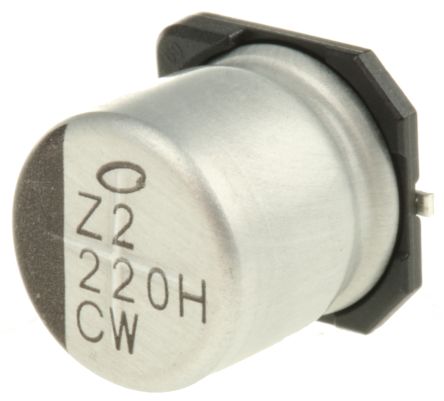 Nichicon CW, SMD Aluminium-Elektrolyt Kondensator 220μF ±20% / 50V Dc, Ø 10mm X 10mm, Bis 105°C