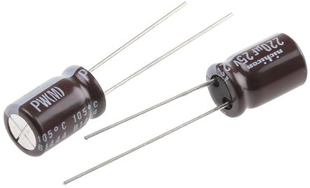 Nichicon 220μF Electrolytic Capacitor 25V dc, Through Hole - UPW1E221MPD (10)