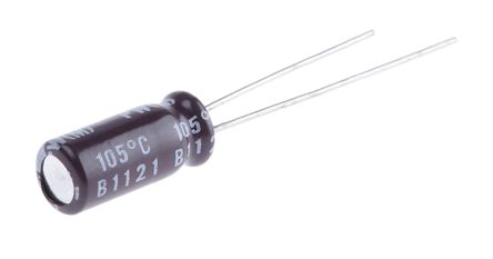 Nichicon PW, THT Aluminium-Elektrolyt Kondensator 22μF ±20% / 35V Dc, Ø 5mm X 11mm, Bis 105°C