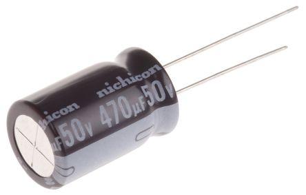 Nichicon PW, THT Aluminium-Elektrolyt Kondensator 470μF ±20% / 50V Dc, Ø 12.5mm X 20mm, Bis 105°C