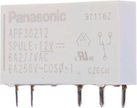 Panasonic Monostabiles Relais, Printrelais 1-poliger Wechsler 6A 12V Dc Spule / 170mW