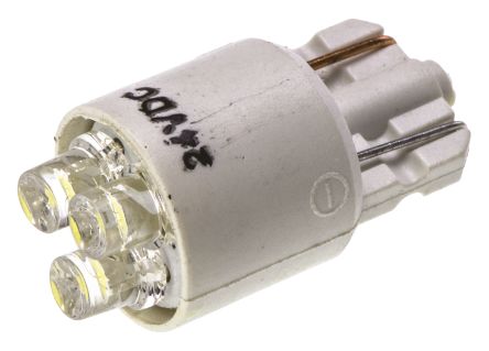 JKL Components Lampada Per Indicatori, Lunga 20.3mm, Ø 10.4mm, 24V Cc, Luce Color Bianco Con Wedge, Angolo Di Vista 120