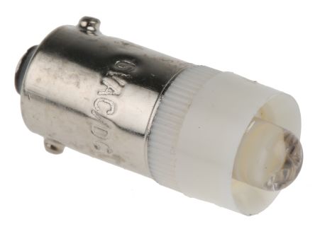 JKL Components LED Signalleuchte Weiß, 6V Ac/dc / 13000mcd, Ø 9.6mm X 24mm, Sockel BA9s