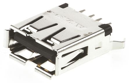 TE Connectivity Straight, Through Hole, Socket Type A USB Connector