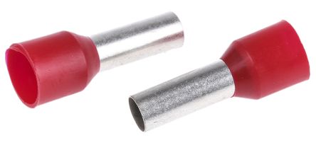 TE Connectivity Insulated Crimp Bootlace Ferrule, 12mm Pin Length, 4.5mm Pin Diameter, 10mm² Wire Size, Red