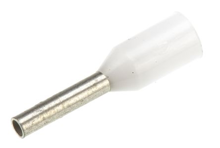 TE Connectivity Aderendhülsen Bis 0.5mm², Stift ø 1mm, Weiß, Kunststoff, 6mm, 12mm, Isoliert, 20AWG Max.