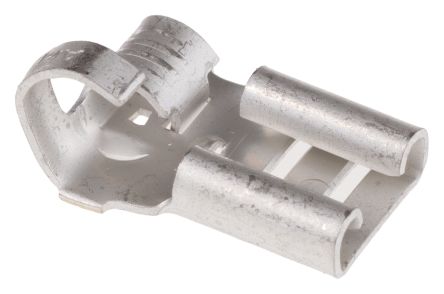 TE Connectivity FASTON .250 Uninsulated Female Spade Connector, Flag Terminal, 6.35 X 0.81mm Tab Size, 0.8mm² To 3mm²