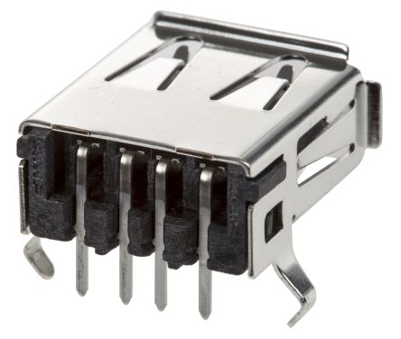 TE Connectivity Conector USB 292303-4, Hembra, Ángulo De 90°, Montaje En Orificio Pasante, Versión 2.0