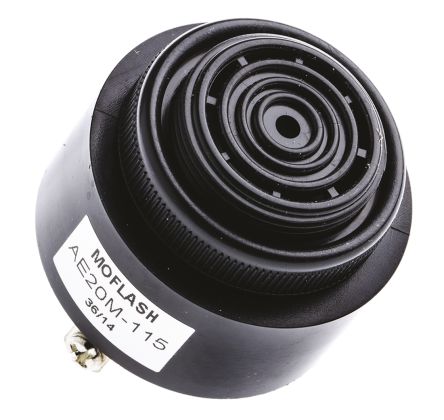 Moflash AE20M Akustischer Warnmelder IP55 115 V AC 2-Ton 95dB Schwarz, Ø 43 Mm